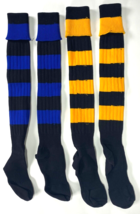 2 Pair Vintage Striped Sport 26&quot; &amp; 28.5&quot; Knee Tube Socks USA-Blue Yellow... - $56.10