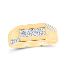 Authenticity Guarantee 
10kt Yellow Gold Mens Round Diamond Flat Top Band Rin... - £1,517.89 GBP