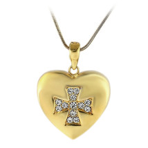 LO1183 - Gold Brass Pendant with Top Grade Crystal  in Clear - $26.99