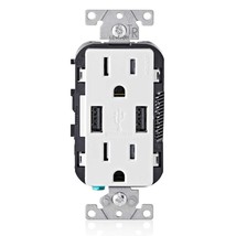 Leviton T5632-W Type-A USB In-Wall Charger with 15A Tamper-Resistant Out... - $29.99