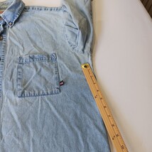 Genuine Dickies GL300SNB Men's Blue Distressed Denim Button-Down Shirt Size L image 3