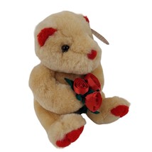 Chrisha Playful Teddy Bear Plush Happy Valentines Day Stuffed Animal Roses Tag - $17.82