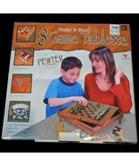 Pewter Wood 8 Game Set Chess Checkers Backgammon Play Cards Cribbage Dom... - $60.98 CAD