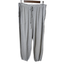 Soma Cool Nights Striped Relaxed Banded Ankle Pajama Pants Large Gray &amp; ... - $18.92