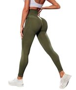 Trendy TRON Women&#39;s High Waist Cropped Leggings - Olive Green, S, M, L -... - $511.13 MXN