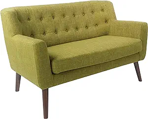 Osp Home Furnishings Mill Lane Mid-Century Modern Loveseat With Button T... - $908.99