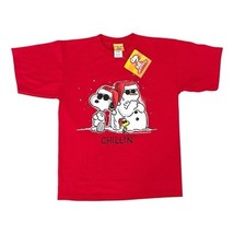 Peanuts Snoopy &amp; Woodstock Chillin’ Snowman Joe Cool VTG T-Shirt, Youth ... - $12.99