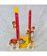 Vintage 1963 Fisher-Price Junior Circus 4 Wooden Animal Figures 2 Ladder... - $28.65