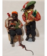 2 Vintage Folk Art Hand Made Pirate Doll Figurines 1 With Cathedral Bran... - £38.94 GBP