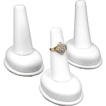 3 White Leather Ring Finger Displays Jewelry Showcase - £18.85 GBP