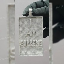 Men&#39;s Custom I Am Supreme Pendant 925 Sterling Silver Real Moissanite - £343.99 GBP