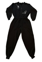 90s Vtg Looney Tunes Tweety Sweatsuit Set One Piece M Warner Bros Pajamas Black - £27.92 GBP