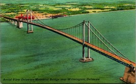 Aerial View Delaware Memorial Bridge Wilmington DE Linen Postcard A7 - £2.31 GBP