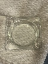 Vintage Square Thick Clear Glass Ashtray Flowers 4” - £11.03 GBP
