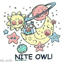 Nite Owl Cute Kid&#39;s Heat Press Transfer For T Shirt Tote Sweatshirt Fabric #414 - £5.22 GBP