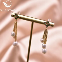 XlentAg Natural  Dangle Earrings Chain Tassel Green Zircon Women Wedding Gifts W - £18.57 GBP