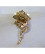 VINTAGE GOLDTONE COSTUME JEWELRY ROSE FLOWER PIN BROOCH - $4.99