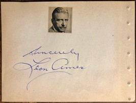 Leon Ames &amp; Gertrude Niesen Dual Autographed Signed 1950s Vintage Album Page - £39.32 GBP