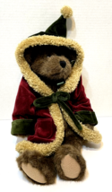 VTG Boyds Collection Jointed Christmas Brown Bear With Velvet Red Green ... - £16.21 GBP