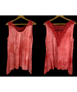 Cocomo Tunic Tank Top Size M Crochet Back Pink Festival Boho Romantic Flowy - $35.58