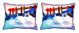 Pair of Betsy Drake White Ibises Large Indoor Outdoor Pillows 11X 14 - $69.29