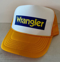 Vintage Wrangler Hat Earnhardt Trucker Hat Adjustable snapback Yellow - £13.96 GBP