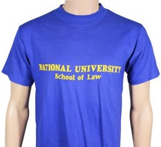 Vtg 80s National University School Of Law T-SHIRT Medium Anvil Made In Usa Blue - £56.05 GBP