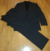 Burberry Pin Striped Pleated Front Two Piece Suit Blue Coat 40R / Pants 34/29 - £94.95 GBP