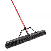 Smooth Sweep Push Broom Set W/ Brace Handle 36In Commercial Resident Black &amp; Red - £38.03 GBP