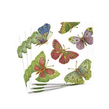 Caspari Jeweled Butterflies Paper Guest Towel Napkins in Pearl - Two Pac... - £8.70 GBP+