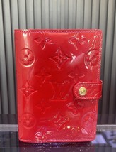 Authentic Louis Vuitton Red Vernis Small Monogram 6 Ring Agenda Notebook - £389.52 GBP