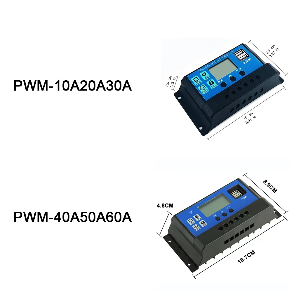House Home PWM Solar Controller 12V/24V Auto. 60A50A40A30A20A10A LCD Battery PV  - £25.17 GBP