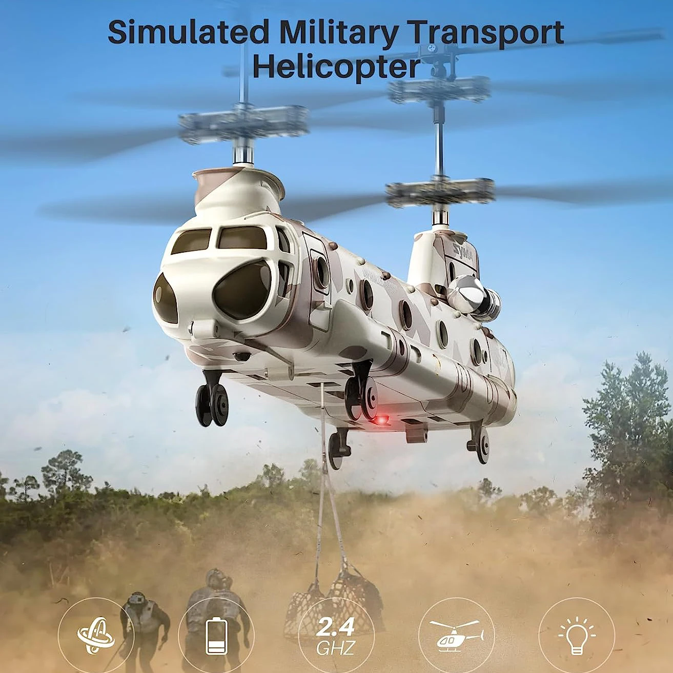 SYMA Original Remote Control Military Transport Helicopter,2.4GHz S52H RC - £102.35 GBP