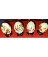 SET OF 4 VINTAGE ORIENTAL HAND PAINTED EGGS ON STANDS 2 1/4&quot;H Possibly S... - £22.31 GBP