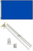 2x3 2'x3' Advertising Solid Royal Blue Flag White Pole Kit - £23.88 GBP