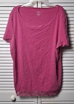 Lane Bryant Womens Rose T-shirt Top Short Sleeve Lace Hem Size 18/20 VGPOC  - $10.99