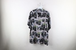 Vtg 90s Streetwear Mens XL Palm Tree Martini Shaker Casino Poker Button Shirt - £35.57 GBP