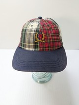 Vtg 90s Tommy Hilfiger Crest Hat Leather Strap Quilted Plaid Pattern Cap... - $33.41