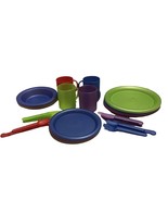 Packerware Plastic Service for 4 Dinner Plates bowls mugs utensils 28pc ... - £45.41 GBP