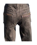 Cache Embellished Jean Pant Cargo Denim Zipper Leg Rhinestone Dark Gray ... - $70.02 CAD