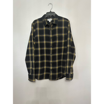 Abound Mens Button-Up Shirt Black Yellow Plaid Long Sleeve Pocket Flannel S - £16.92 GBP