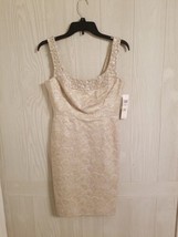 Nordstrom Maggy London Petites Size 6P Gold Taupe Floral Pattern Beaded Dress - £58.22 GBP
