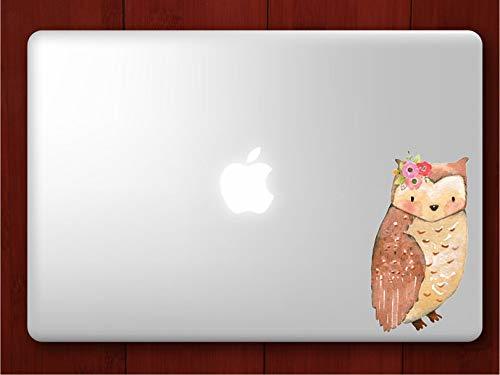Primary image for Owl with Flowers - Woodland Creatures Collection - Laptop Decal - 3" tall x 2" w