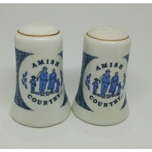Collectible Amish Country Salt and Pepper Shakers White Blue - £3.82 GBP