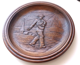 Vintage 12&quot; Carved Wood Plate - $39.20