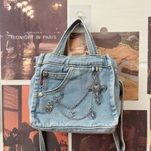 Richme Harajuku Women Bag Trend Denim Individuality Handbags Female Fashion Punk - £27.24 GBP