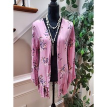 Cotton On Women&#39;s Pink Floral Viscose Long Sleeve Open Front Casual Jack... - $22.77