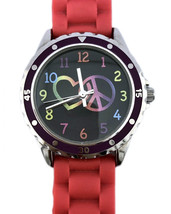 Accutime Watch Corp Love Peace &amp; Harmony Rainbow Colored Wrist Band 0112 - £21.17 GBP