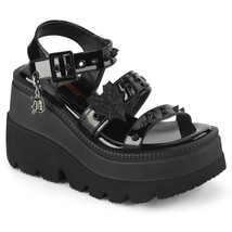 DEMONIA SHA13/B Wedge Platform Black Patent Gothic Punk Sandals Women&#39;s Shoes - £58.59 GBP
