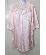 Vintage Jaclyn Smith Pink Satin Lace Ruffle Nightgown Size Large Embroid... - £16.57 GBP